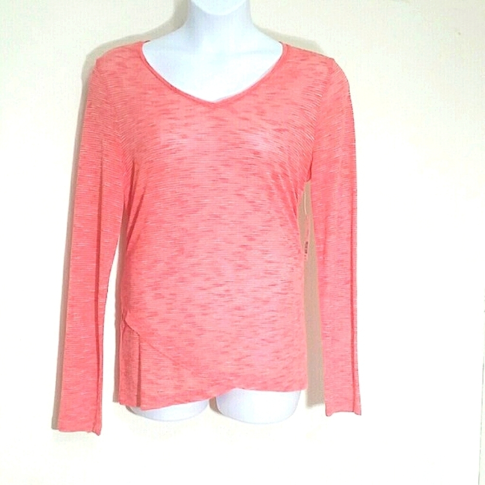 Top T shirt blush long sleeve stretch burn out New